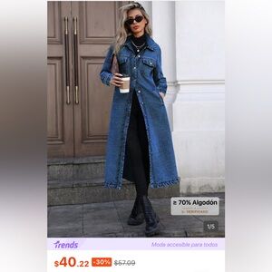 Stylish Long Blue Denim Coat